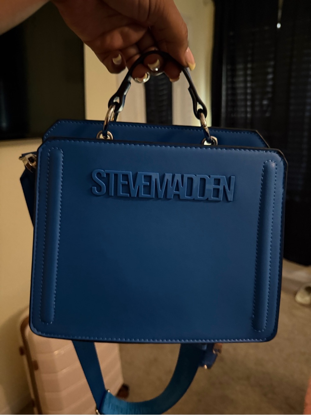 Steve Madden Blue Structured Top-Handle Messenger Bag